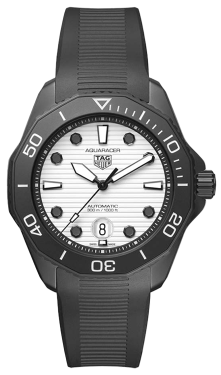 Buy Shop Tag Heuer Aquaracer Professional 300 Automatic White Dial Black Rubber Strap Watch for Men - WBP201D.FT6197 USA Online