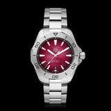 Buy Shop Tag Heuer Aquaracer Professional 200 Automatic Red Dial Silver Steel Strap Watch for Men - WBP2114.BA0627 USA Online