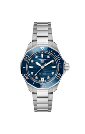 Buy Shop Tag Heuer Aquaracer Professional 300 Automatic Diamonds Blue Dial Silver Steel Strap Watch for Women - WBP231B.BA0618 USA Online