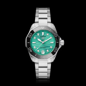 Buy Shop Tag Heuer Aquaracer Professional 300 Automatic Diamonds Green Dial Silver Steel Strap Watch for Women - WBP231K.BA0618 USA Online