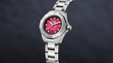 Buy Shop Tag Heuer Aquaracer Professional 200 Automatic Diamond Ruby Red Dial Silver Steel Strap Watch for Women - WBP2414.BA0622 USA Online