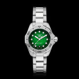 Buy Shop Tag Heuer Aquaracer Professional 200 Automatic Diamond Green Dial Silver Steel Strap Watch for Women - WBP2415.BA0622 USA Online