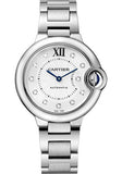 Buy Shop Cartier Ballon Bleu de Cartier Diamonds Silver Dial Silver Steel Strap Watch for Women - WE902073 USA Online