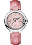 Buy Shop Cartier Ballon Bleu De Cartier Pink Dial Pink Leather Strap Watch for Women - WSBB0007 USA Online