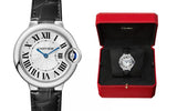 Buy Shop Cartier Ballon Bleu De Cartier Silver Dial Black Leather Strap Watch for Women - WSBB0034 USA Online