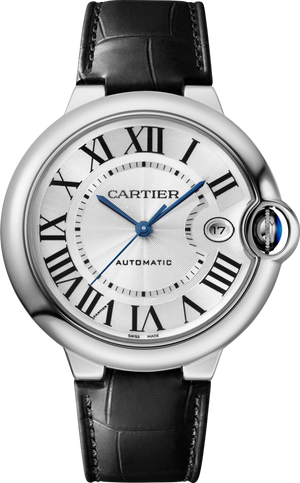 Buy Shop Cartier Ballon Bleu De Cartier Silver Dial Black Leather Strap Watch for Women - WSBB0028 USA Online