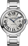 Buy Shop Cartier Ballon Bleu De Cartier Silver Dial Silver Steel Strap Watch for Men - WSBB0049 USA Online