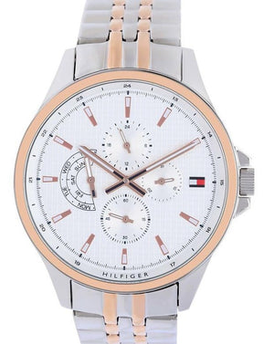 Buy Shop Tommy Hilfiger Shawn Quartz White Dial Two Tone Steel Strap Watch for Men - 1791617 USA Online
