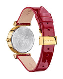 Versace Greca Meander Red Dial Red Leather Strap Watch for Women - VELW00320