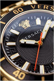 Versace Greca Sport Quartz Black Dial Gold Steel Strap Watch for Men - VEZ300721