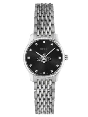 Buy Shop Gucci G Timeless Quartz Black Dial Silver Steel Strap Watch For Women - YA1265020 USA Online