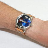 Buy Shop Diesel Mini Daddy Blue & Black Dial Brown Leather Strap Watch For Men - DZ7308 USA Online