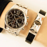 Buy Shop Michael Kors Runway Chronograph Black Dial Silver Steel Strap Watch For Women - MK5708 USA Online