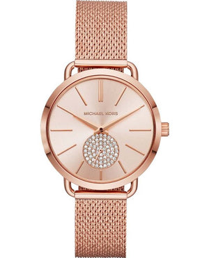Buy Shop Michael Kors Portia Rose Gold Dial Rose Gold Mesh Bracelet Watch for Women - MK3845 USA Online