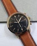 Buy Shop Fossil Townsman Chronograph Black Dial Brown Leather Strap Watch for Men - FS5338 USA Online