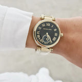 Buy Shop Michael Kors Skylar Black Dial Gold Steel Strap Watch for Women - MK5989 USA Online