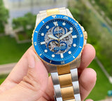 Buy Shop Fossil FB-01 Automatic Skeleton Blue Dial Two Tone Steel Strap Watch for Men - ME3191 USA Online
