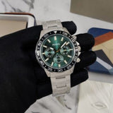 Buy Shop Fossil Bannon Chronograph Green Dial Silver Steel Strap Watch for Men - BQ2492 USA Online