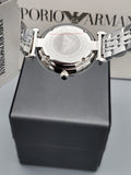 Buy Shop Emporio Armani Gianni T Bar Dark Blue Dial Silver Stainless Steel Watch For Women - AR11091 USA Online