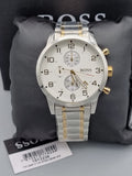 Hugo Boss Areoliner Chronograph White Dial Two Tone Steel Strap Watch for Men - 1513236