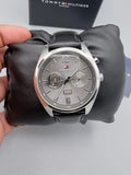Buy Shop Tommy Hilfiger Deacan Grey Dial Black Leather Strap Watch for Men - 1791548 USA Online