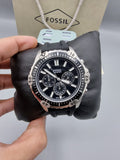 Buy Shop Fossil Garrett Chronograph Black Dial Black Rubber Strap Watch for Men - FS5624 USA Online