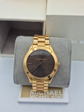 Buy Shop Michael Kors Slim Runway Brown Dial Rose Gold Stainless Steel Strap Watch for Women - MK3181 USA Online