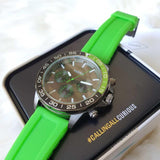 Buy Shop Fossil Bannon Chronograph Grey Dial Green Silicone Strap Watch for Men - BQ2501 USA Online