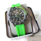 Buy Shop Fossil Bannon Chronograph Grey Dial Green Silicone Strap Watch for Men - BQ2501 USA Online