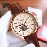 Buy Shop Fossil Townsman Beige Dial Brown Leather Strap Watch for Men - ME3105 USA Online