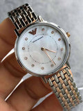 Buy Shop Emporio Armani Gianni T Bar Mother of Pearl Dial Two Tone Steel Strap Watch For Women - AR2508 USA Online