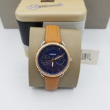 Buy Shop Fossil Tailor Date-Day Quartz Blue Dial Brown Leather Strap Watch for Women - ES4257 USA Online
