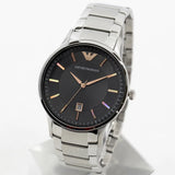 Emporio Armani Renato Quartz Black Dial Silver Steel Strap Watch For Men - AR11179