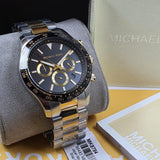 Buy Shop Michael Kors Layton Chronograph Black Dial Two Tone Steel Strap Watch For Men - MK8784 USA Online