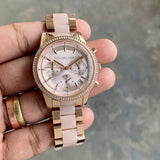Buy Shop Michael Kors Ritz Chronograph Rose Gold Dial Two Tone Steel Strap Watch for Women - MK6307 USA Online
