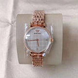 Buy Shop Emporio Armani Gianni T Bar Quartz Mother of Pearl Dial Rose Gold Steel Strap Watch For Women - AR11385 USA Online