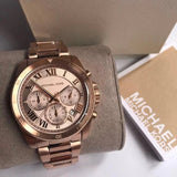 Buy Shop Michael Kors Brecken Chronograph Quartz Rose Gold Dial Rose Gold Steel Strap Watch For Women - MK6367 USA Online