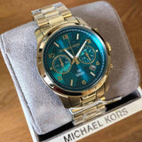 Buy Shop Michael Kors Runway Hunger Stop100 Series Blue Dial Gold Steel Strap Watch for Women - MK5815 USA Online