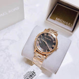 Buy Shop Michael Kors Noire Black Dial Rose Gold Steel Strap Watch for Women - MK3585 USA Online