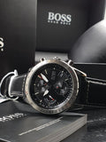 Buy Shop Hugo Boss Aero Chronograph Black Dial Black Leather Strap Watch for Men - 1513770 USA Online