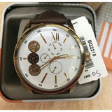 Buy Shop Fossil Flynn Twist Mechanical White Dial Brown Leather Strap Watch for Men - BQ2218 USA Online