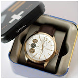 Buy Shop Fossil Flynn Twist Mechanical White Dial Brown Leather Strap Watch for Men - BQ2218 USA Online
