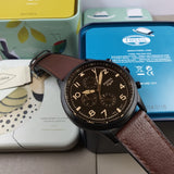 Buy Shop Fossil Retro Pilot Chronograph Brown Dial Brown Leather Strap Watch for Men - FS5833 USA Online