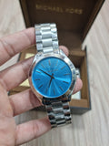 Buy Shop Michael Kors Runway Blue Dial Silver Steel Strap Watch for Women - MK3292 USA Online