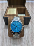Buy Shop Michael Kors Runway Blue Dial Silver Steel Strap Watch for Women - MK3292 USA Online