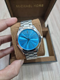 Buy Shop Michael Kors Runway Blue Dial Silver Steel Strap Watch for Women - MK3292 USA Online