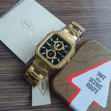Buy Shop Fossil Inscription Multifunction Black Dial Gold Steel Strap Watch for Men - BQ2656 USA Online