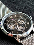 Buy Shop Tommy Hilfiger Chronograph Black Dial Silver Mesh Bracelet Watch for Men - 1791292 USA Online