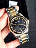 Buy Shop Emporio Armani Quartz Black Dial Two Tone Steel Strap Watch For Men - AR80017 USA Online