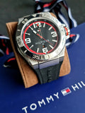 Buy Shop Tommy Hilfiger Drew Black Dial Black Rubber Strap Watch for Men - 1791064 USA Online